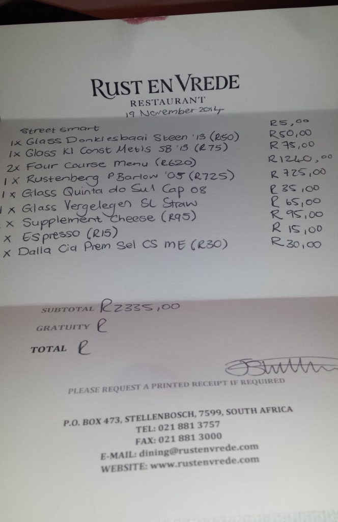 Handwritten invoice of Rust en Vrede