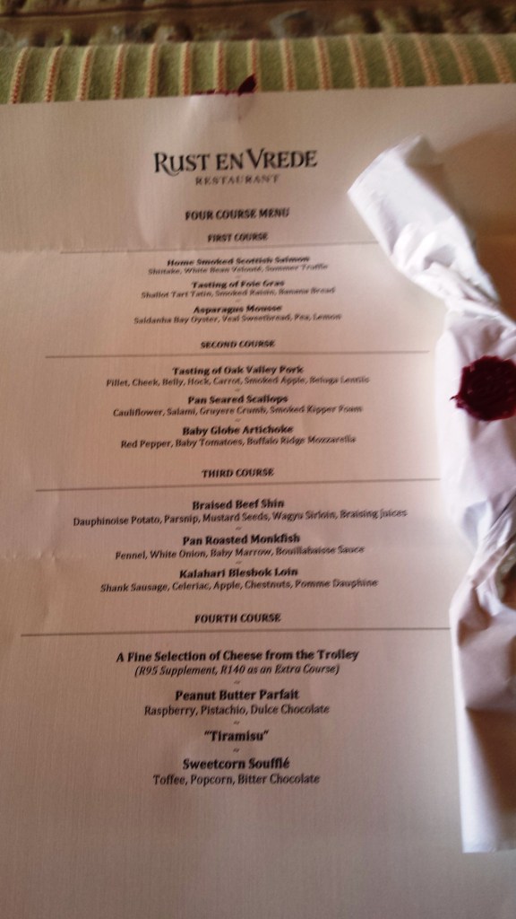 Menu of Rust en Vrede