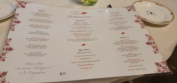 The menu, L'Antica Trattoria, Sorrento
