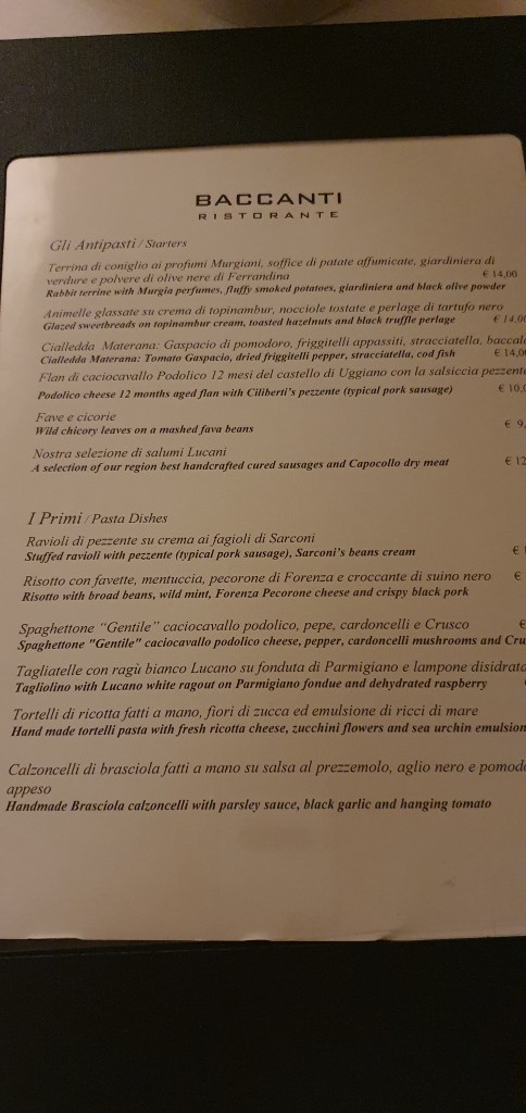 Menu, Baccanti